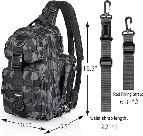 Vista 2 de PLUSINNO - Bolsa de almacenamiento para mochila de pesca, mochila de hombro para exteriores, bolsa de equipo de pesca, mochila de pesca resistente