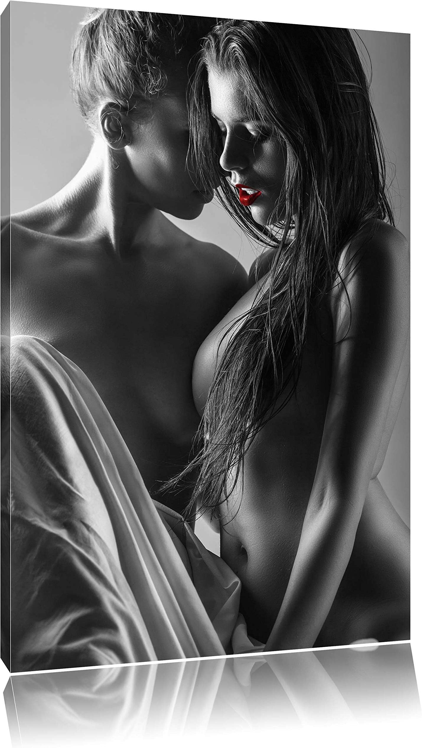 Pixxprint Sexy Girls Love black/white Size: 60x40 on canvas,huge Pictures completely framed with stretcher, art print on mural with frame