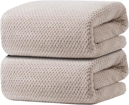 Oversized Bath Towels Extra Large 40x80 Inches Bath Sheets for Adults Super Soft Quick Dry Highly Absobent Microfiber Shower Towels 2 Piece, Beige