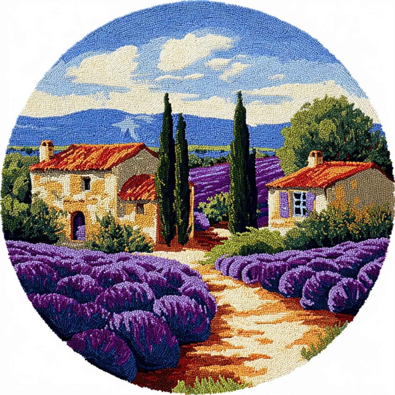 Kitquiver Rug Making Kit for Adults Lavender Fields 60x60cm