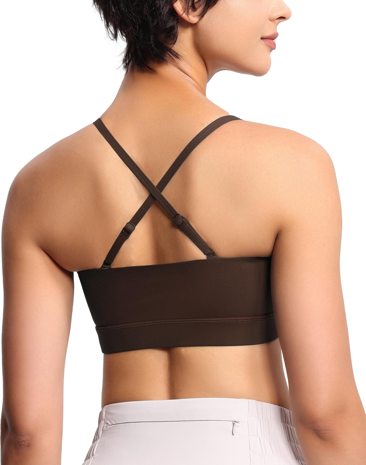 THE GYM PEOPLE Women's Adjustable Spaghetti Strap Sports Bras Wirefree Workout Tops with Removable Padded - Image 4