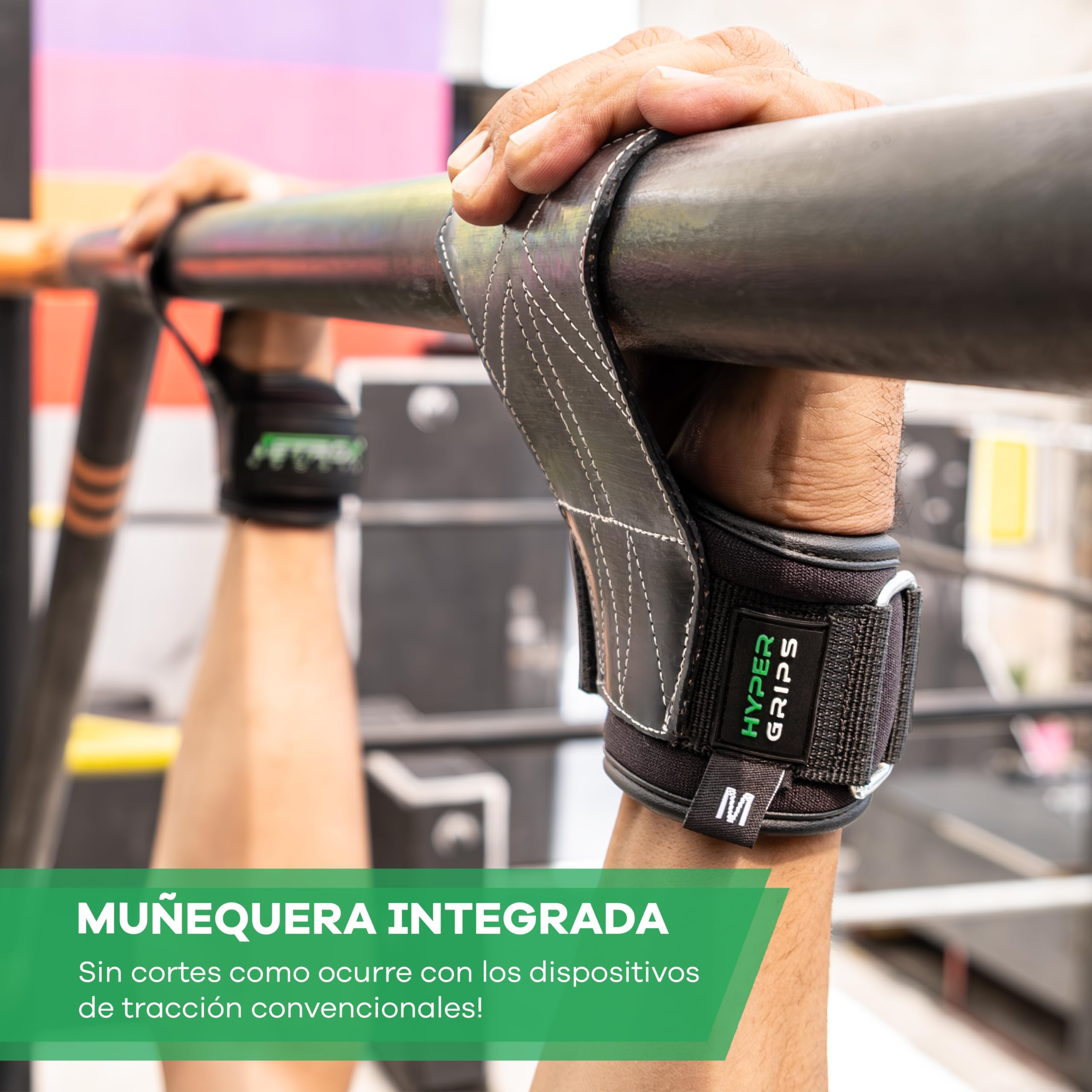 NetroxSports Hyper Grips - Lifting Straps Powerlifting - Levantamiento de Pesas - Correas - Agarres para Gym - Agarraderas Gimnasio - Peso Muerto (nego, M, Hyper Grips)