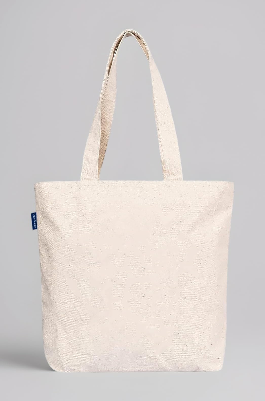 Gujvilla Canvas Tote Bags for Women with zip | College Bag for Girls, 100% Organic Cotton Tote bag | beach bag | gift bag | office, school bag & Daily Usable strong handbag