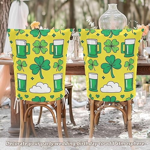 Miniatura 6 de St. Patricks Day Beer Yellow Green Decorative Birthday Seat Cover for Classroom Chair for Bedroom Soft Armless Chair Cover Protector para sillas de