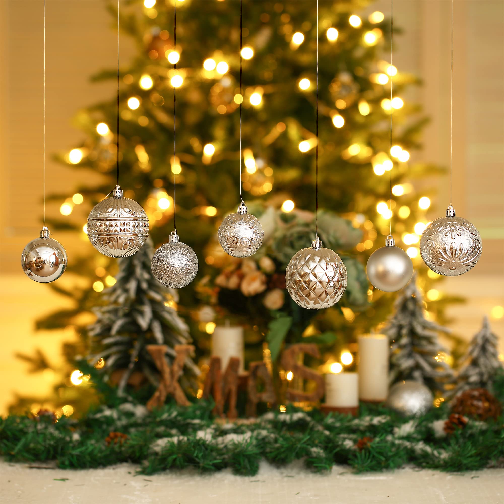 Amazon.co.jp: クリスマスボールオーナメント シルバー クリスマス