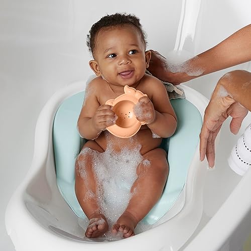 Miniatura 5 de Fisher-Price Bañera de bebé a niño pequeño 4 en 1 con soporte extraíble para bebés y 2 juguetes, flores de verano