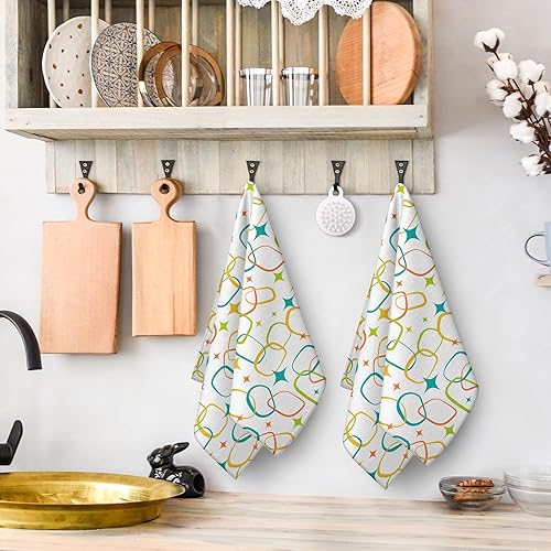 Miniatura 3 de Juego de 2 toallas de cocina modernas de mediados de siglo, toallas de mano absorbentes, paños de cocina retro para cocinar, hornear, baño, granja,