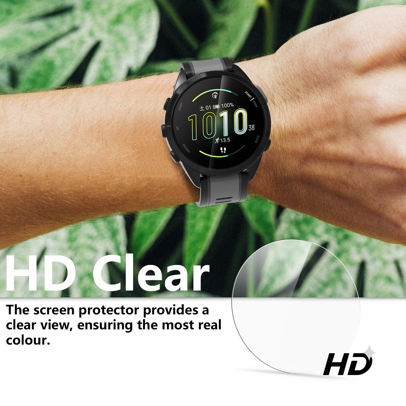6 Pièces Protection d'écran Compatible avec Garmin Forerunner 165/165 Music, 3D Couverture Complète Film de Protection, HD Clear, sans Bulle, Anti-Rayures