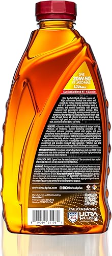 Miniatura 2 de ULTRA 1PLUS 4T 20W-50 mezcla sintética aceite de motocicleta API SL JASO MA2-20W50 aceite de motor, 3 cuartos