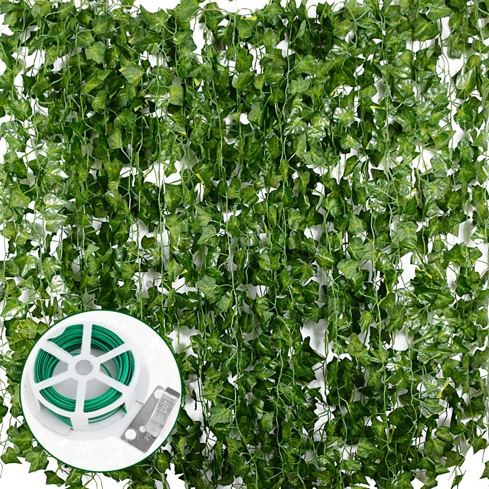 Artificial Ivy - 157 Ft 24 Strands (Each 6.56FT) Fake Ivy Vine Leaves Garland Hanging Plant for Wedding Party Garden Home Wall Decoration