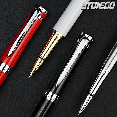 Miniatura 5 de STONEGO Bolígrafo de punta fina de metal con tinta de gel suave, bolígrafo retráctil de lujo, punta fina (0.020 in), elegante bolígrafo de firma