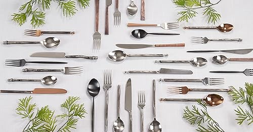 Miniatura 4 de Cubiertos de acero inoxidable con mango de madera (juego de 5)