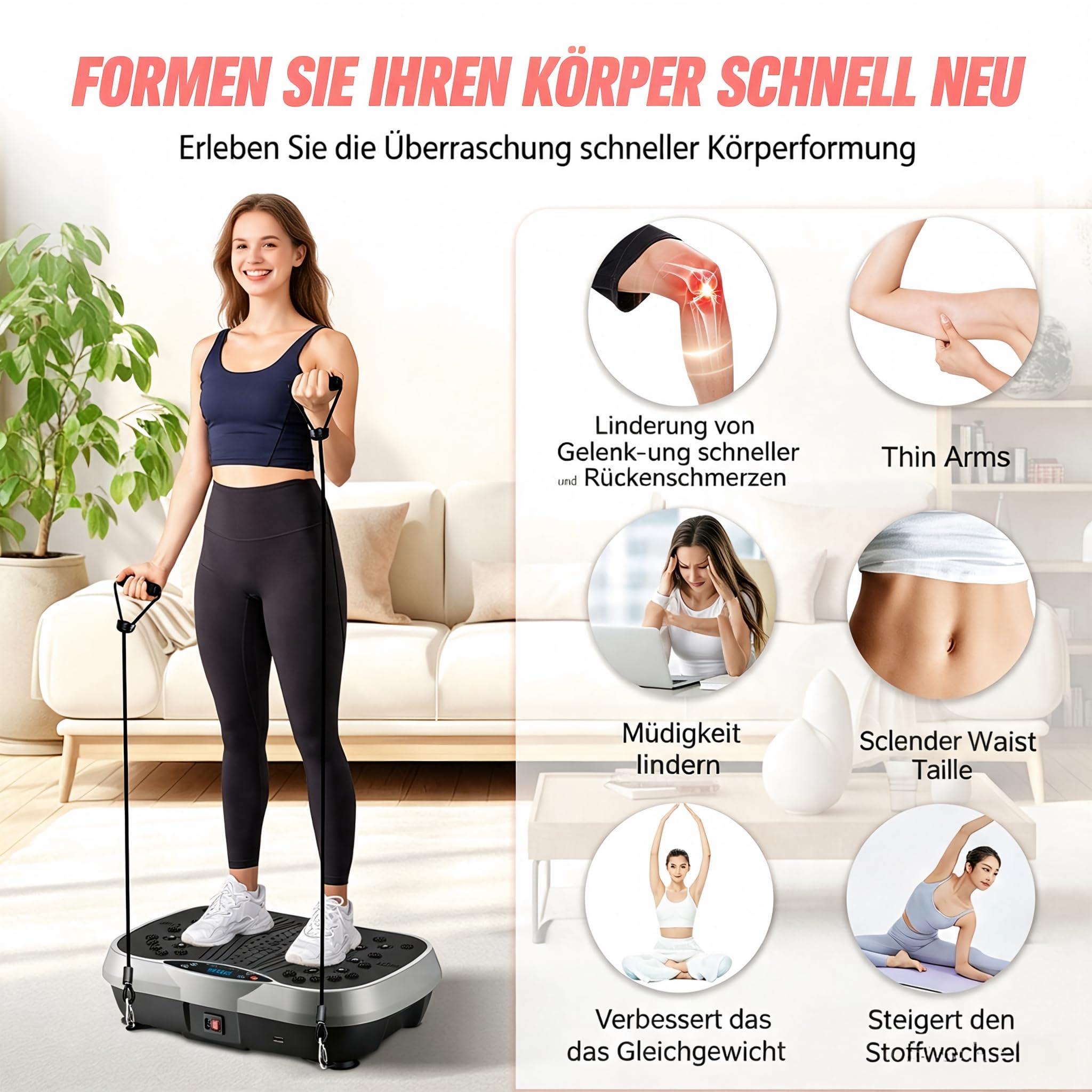 Vibrationsplatte Mit Lymphdrainage, Leiser Motor, Bis 220kg