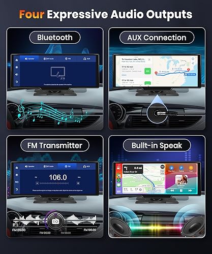 Miniatura 4 de Podofo 10.26inch Wireless Carplay Screen for Car,Wireless Carplay Android Auto,1080P IPS Touch Screen 2 Bluetooth/Hands-Free/GPS/FM/Aux/TF