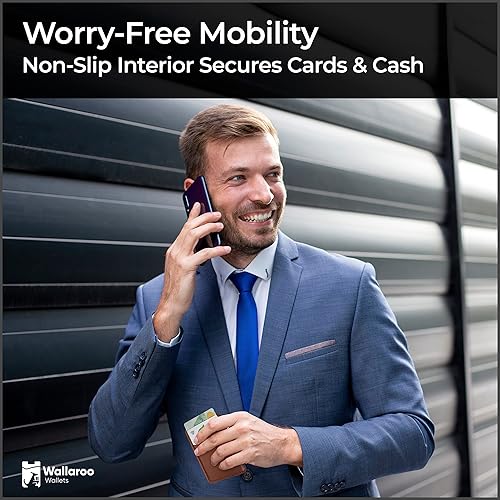 Miniatura 6 de Wallaroo Wallets Billetera de cuero prémium con agarre y soporte, Marrón, Minimalista