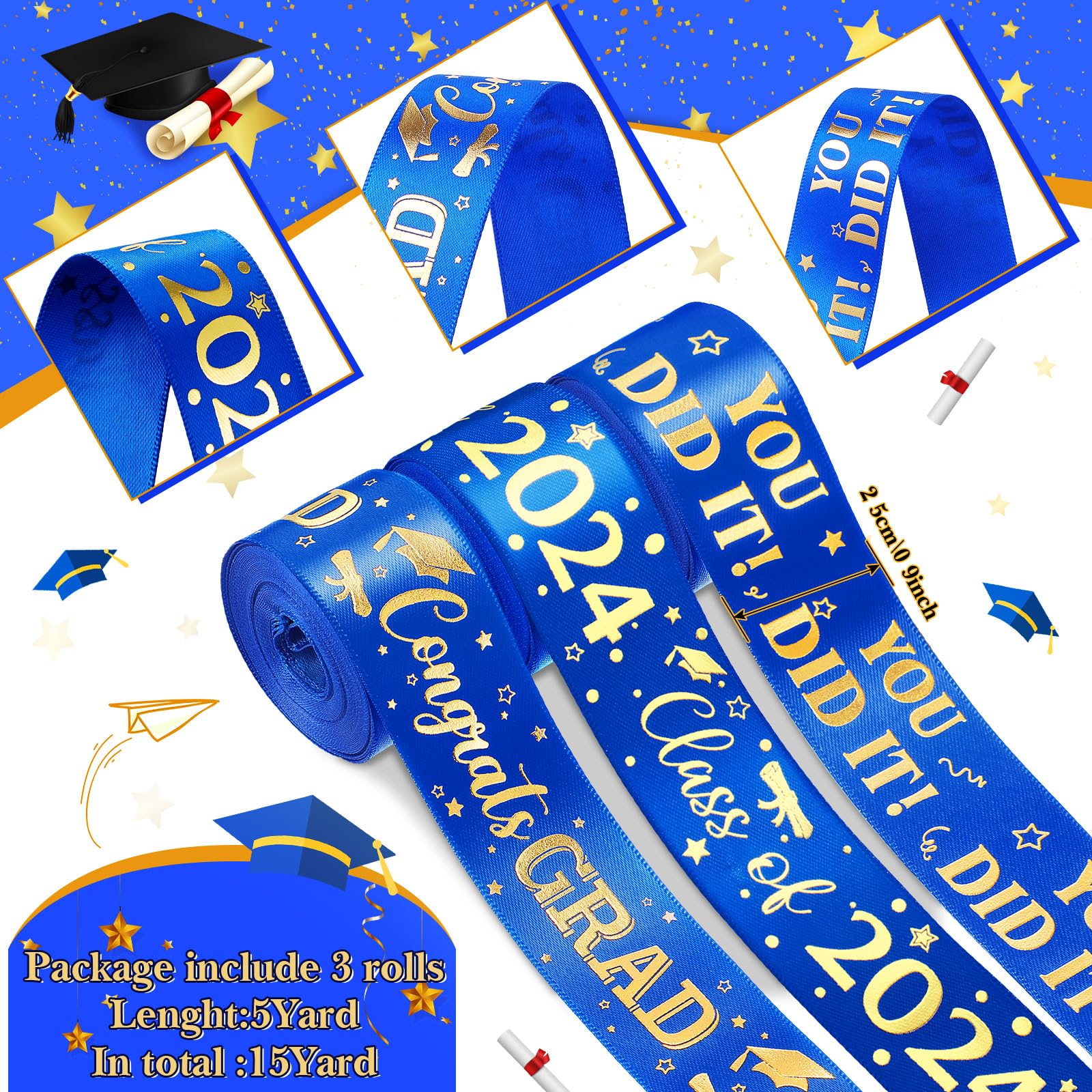Snapklik.com : Moukeren 3 Roll Class Of 2024 Graduation Ribbon ...