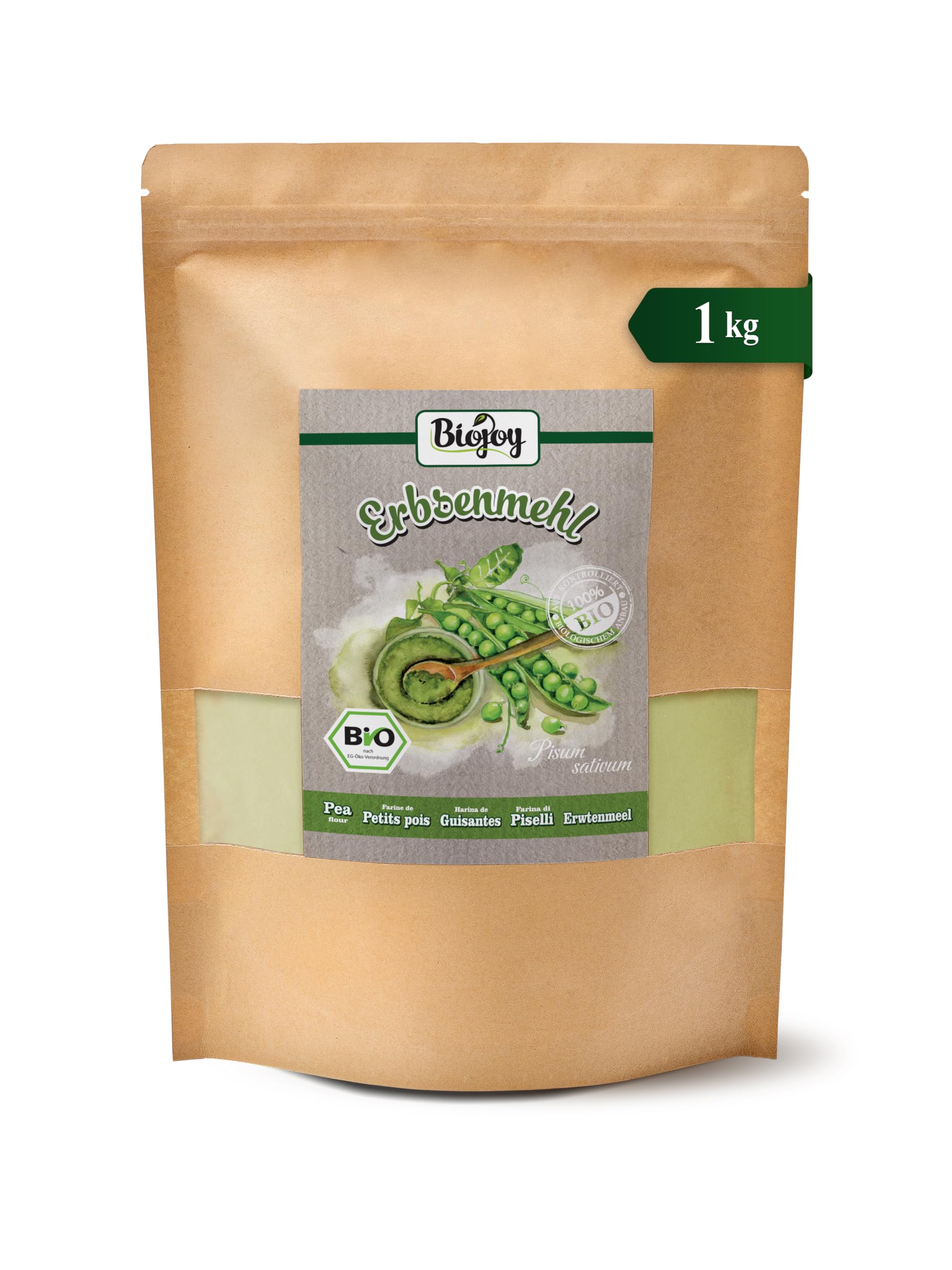 Biojoy Harina de Guisantes BÍO (1 kg), molida y sin aditivos