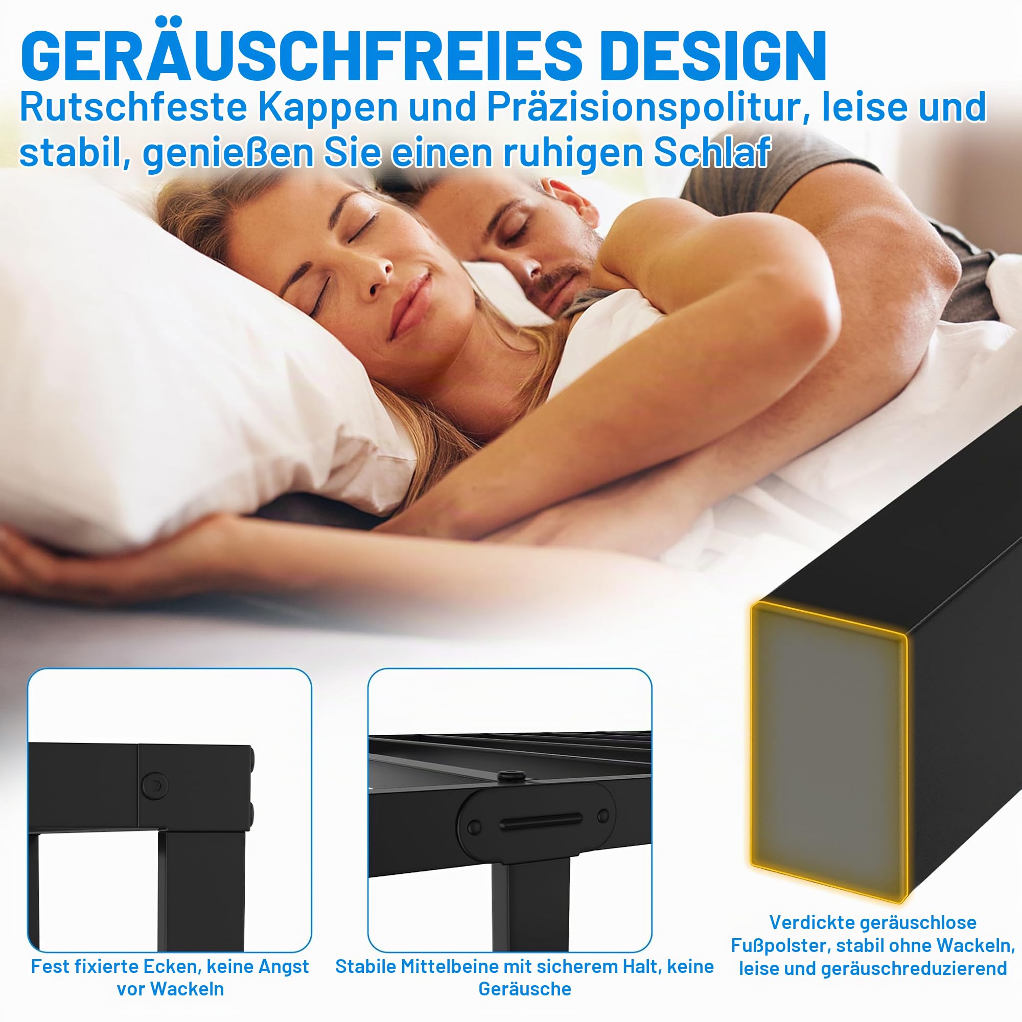 SUBTLETY Klappbare Einzelbettgestell 90x200cm Metall Bettrahmen Modern Jugendbett mit Lattenrost belast bis 160KG Unterbettaufbewahrung Gästebett Schwarz Bettgestell für Schlafzimmer/Gästezimmer/Büro