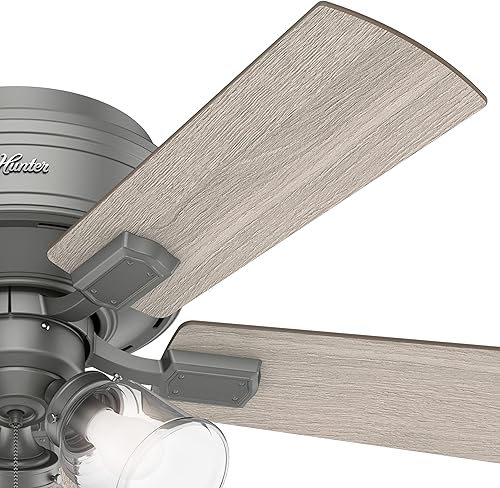 Miniatura 6 de Hunter Ventilador de techo para interiores con acabado plateado mate de 42 pulgadas con cadena de tracción y kit de luz, 5 cuchillas (renovado)