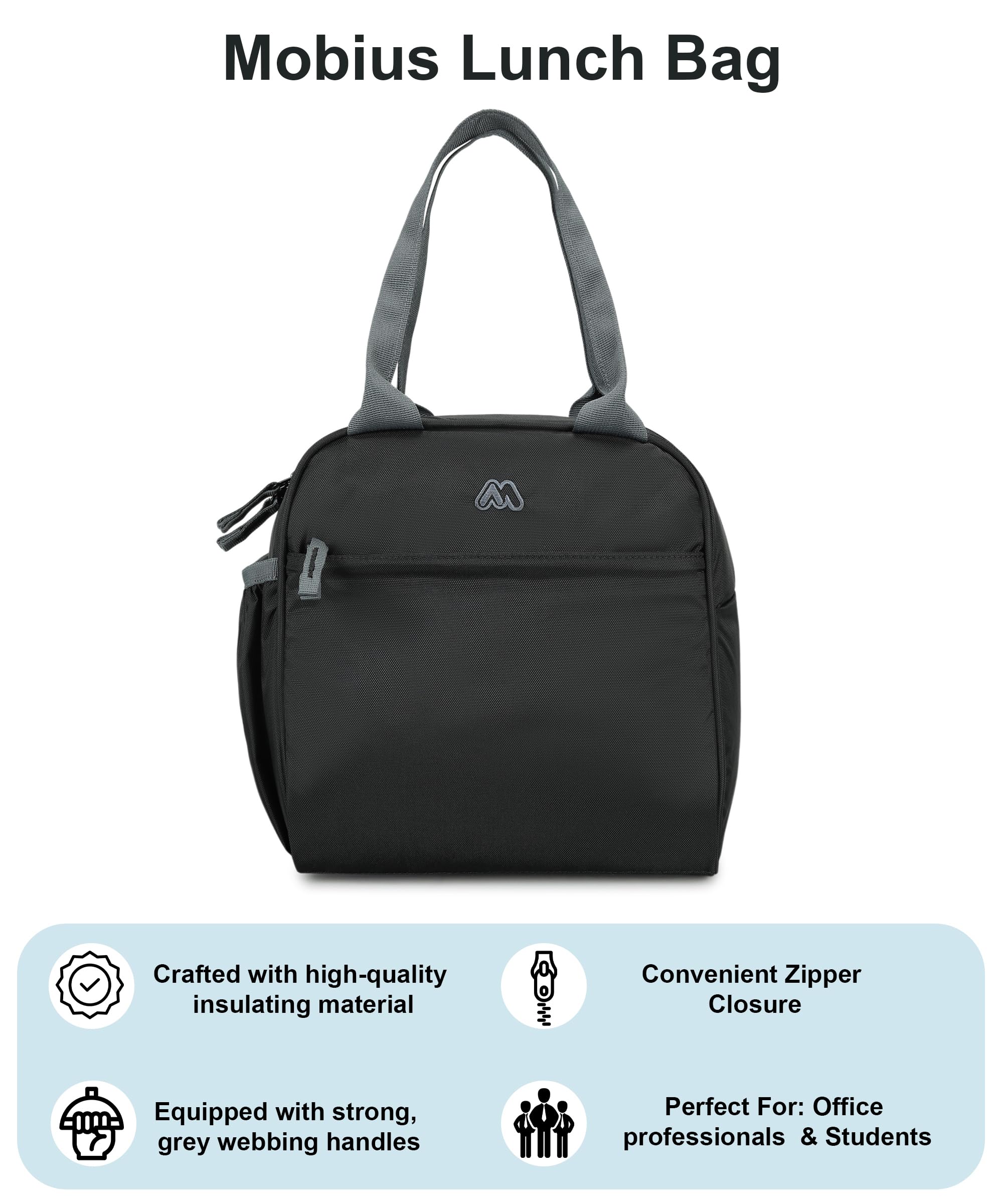 MOBIUS Munchie Lunch Bag for Office (Black) 1