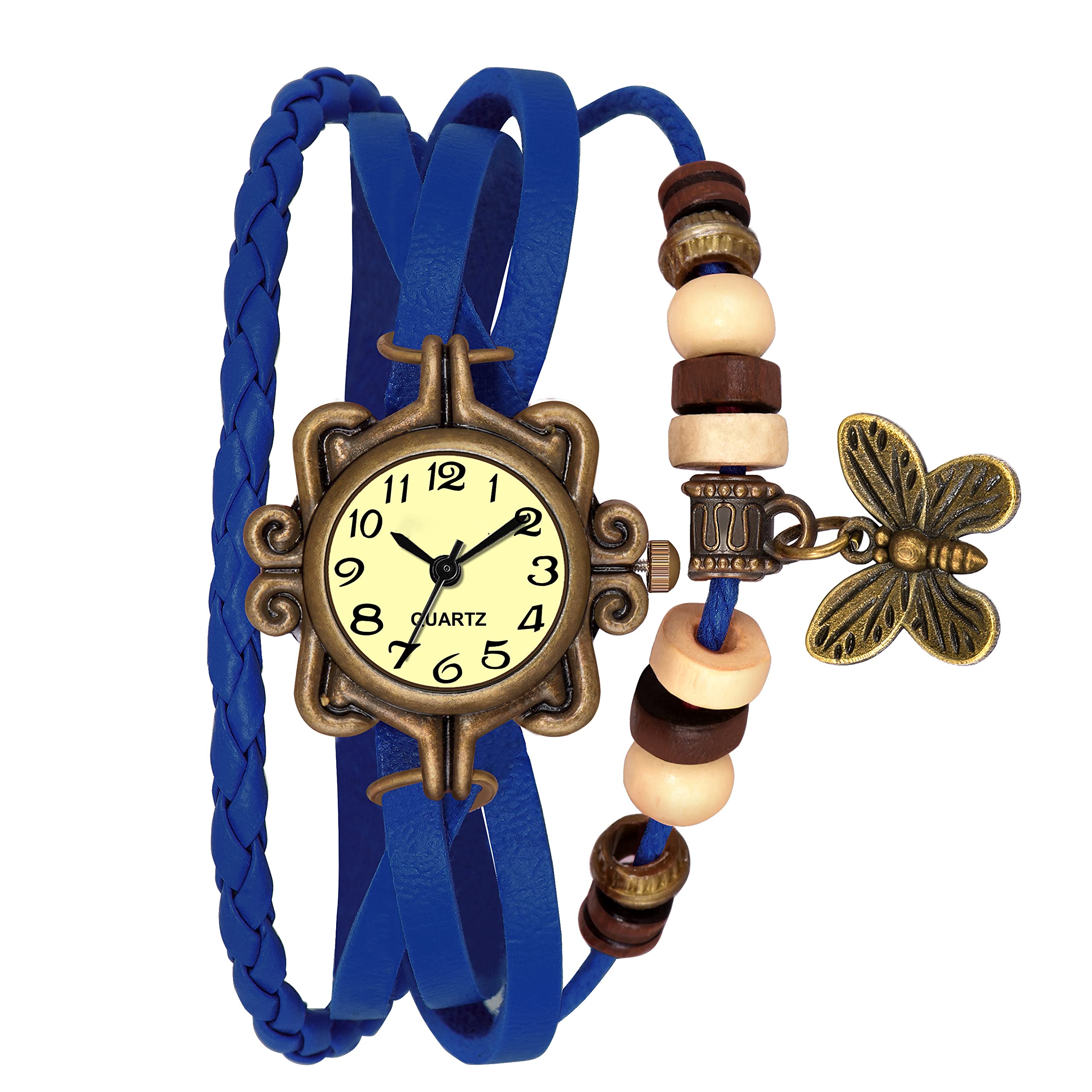 FRAVY Blue Vintage Look Analoug Wrist Watch for Womens Girls- GF084 (B0BC1YSX4R) Amazon Price History, Amazon Price Tracker