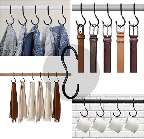 Miniatura 8 de Paquete de 10 ganchos en forma de S para colgar, ganchos en forma de S con 2 fundas brillantes de protección extra, ganchos de baño, ganchos de