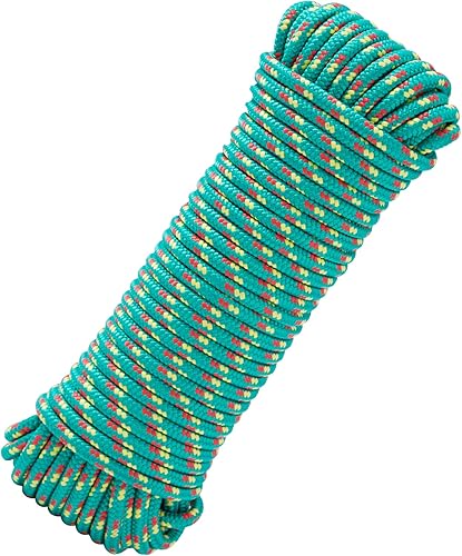 Cuerda de polipropileno trenzado de diamante, cuerda de utilidad de uso general de 38 de pulgada y 100 pies, cuerda marina, todo uso, cuerda de