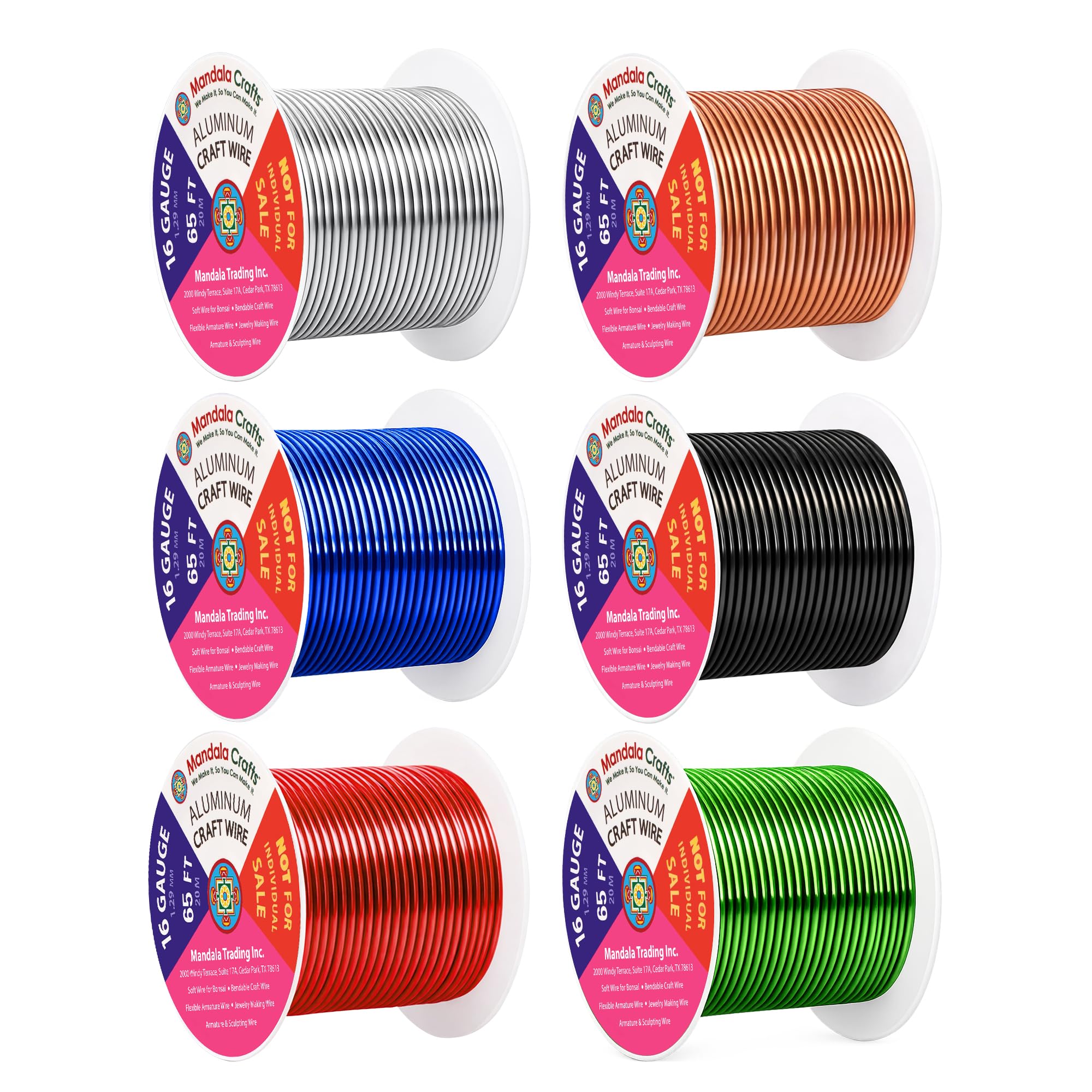 Mandala Crafts 16 GA Black Red Green Assorted Anodized Aluminum Craft Wire