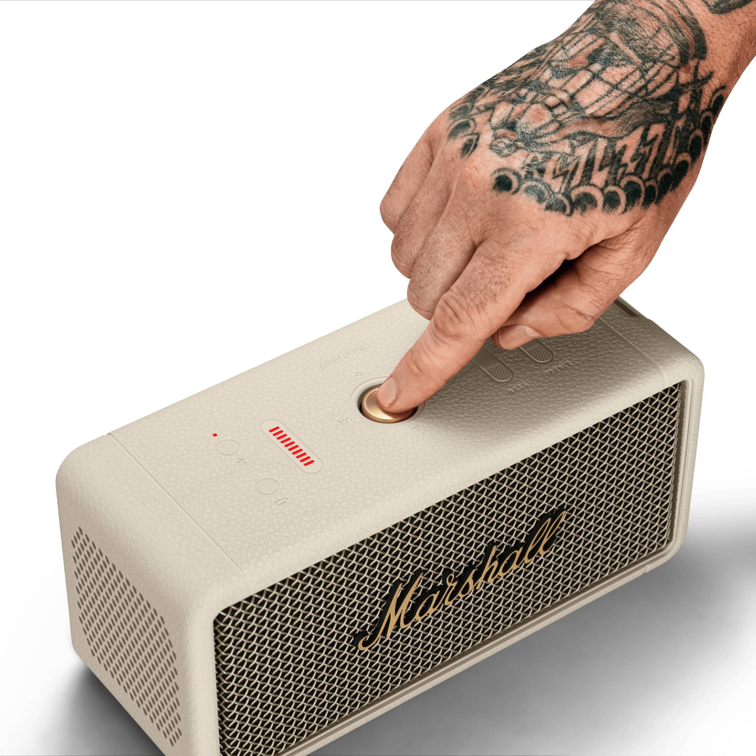 Marshall Middleton Altoparlante Bluetooth wireless portatile - Oltre 20 ore di riproduzione portatile - Impermeabile IP67 - Crema