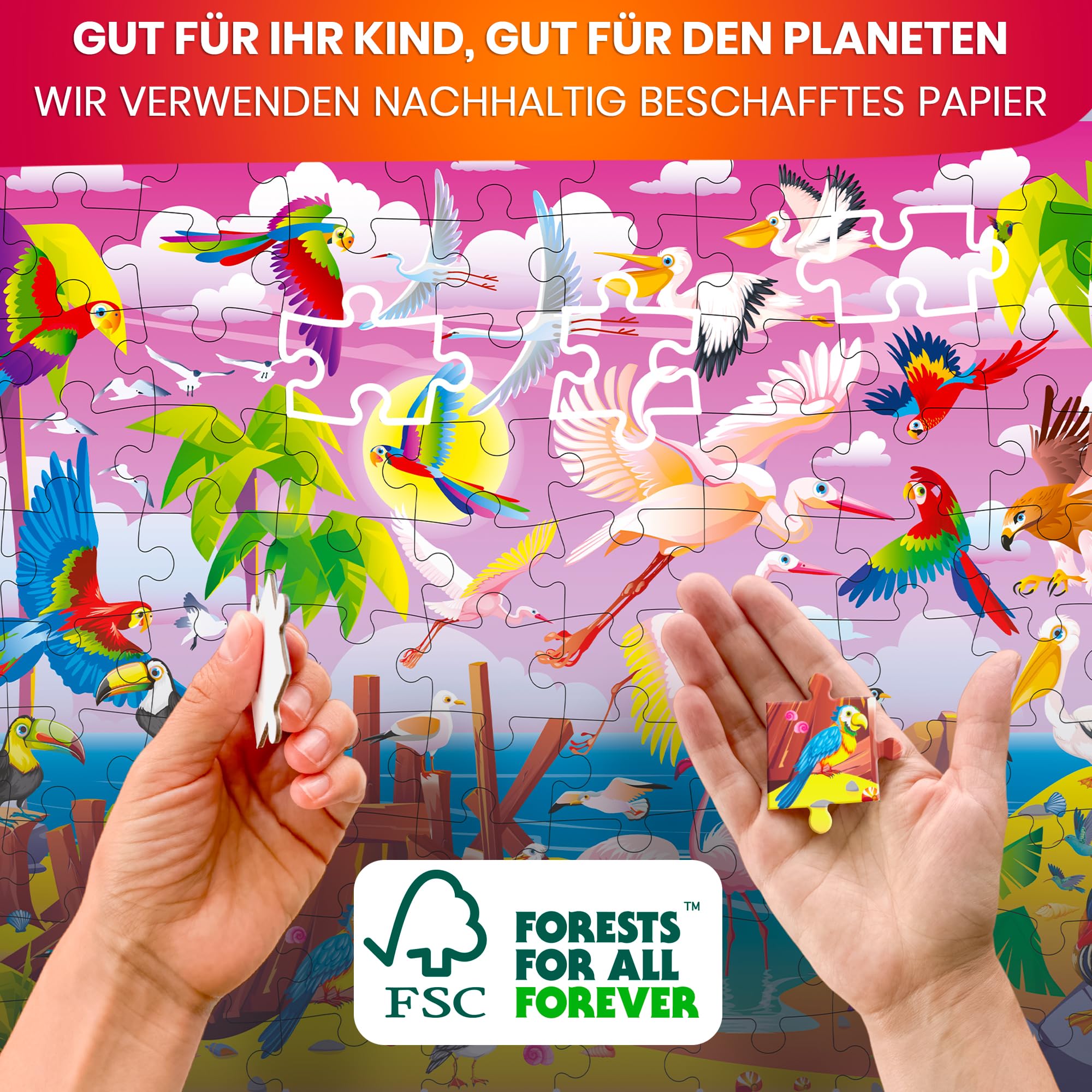 Puzzle ab 4 5 6 Jahre - 4 Set Puzzle 100 Teile von Quokka - Kinder Spiele ab 5-6 Jahre von Insekten Meeres- und Waldtieren – Geschenk für Jungen und Mädchen 7 8