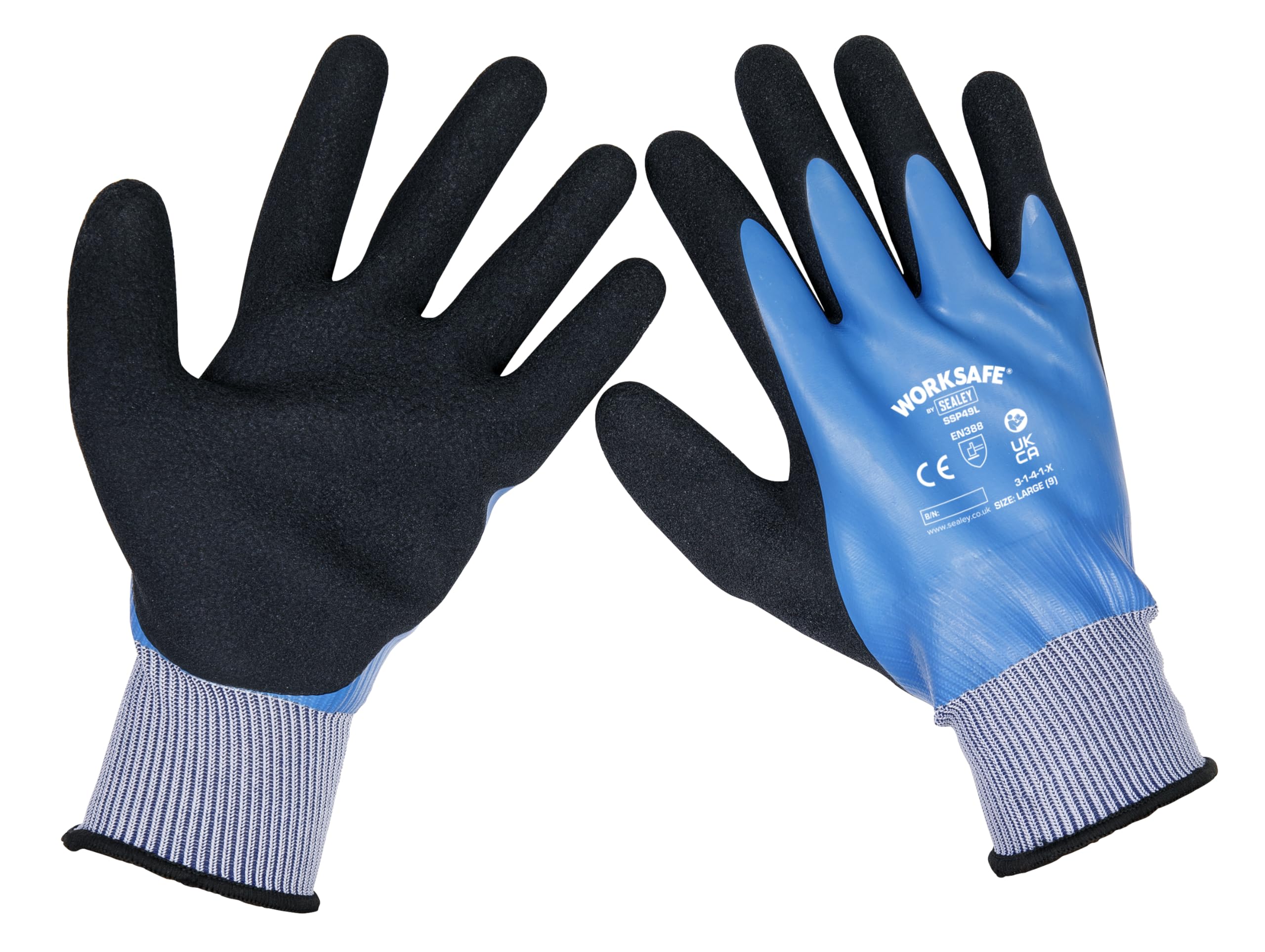 Sealey Waterproof Latex Gloves - (Large) - Pack of 6 Pairs - SSP49L/96