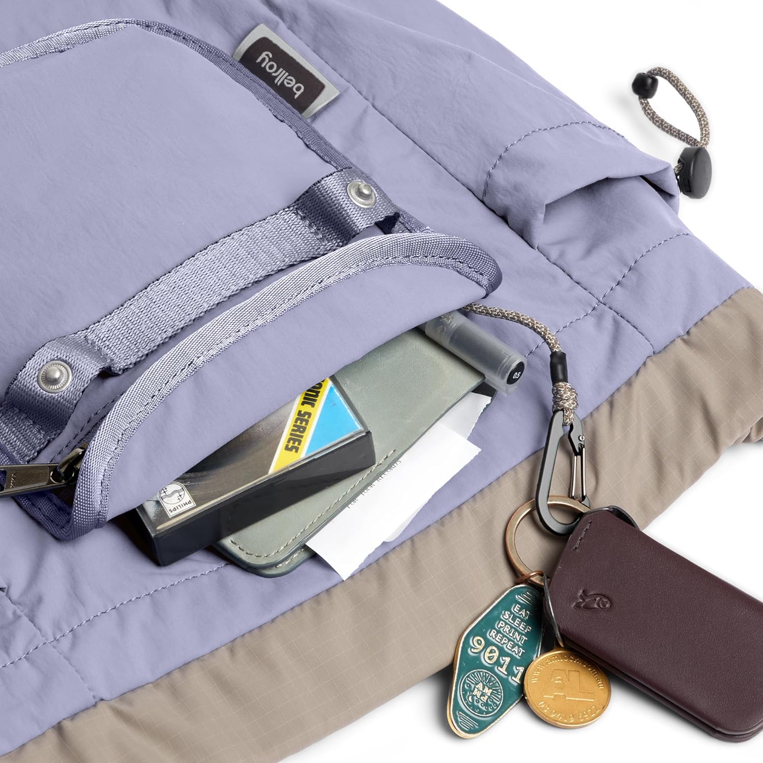 Bellroy Cinch Minipack (lightweight 9 liter backpack with external organization and adjustable shoulder straps) - LilacHaze