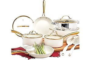 Gotham Steel 15 Pc Ceramic Pots and Pans Set Non Stick, Kitchen...