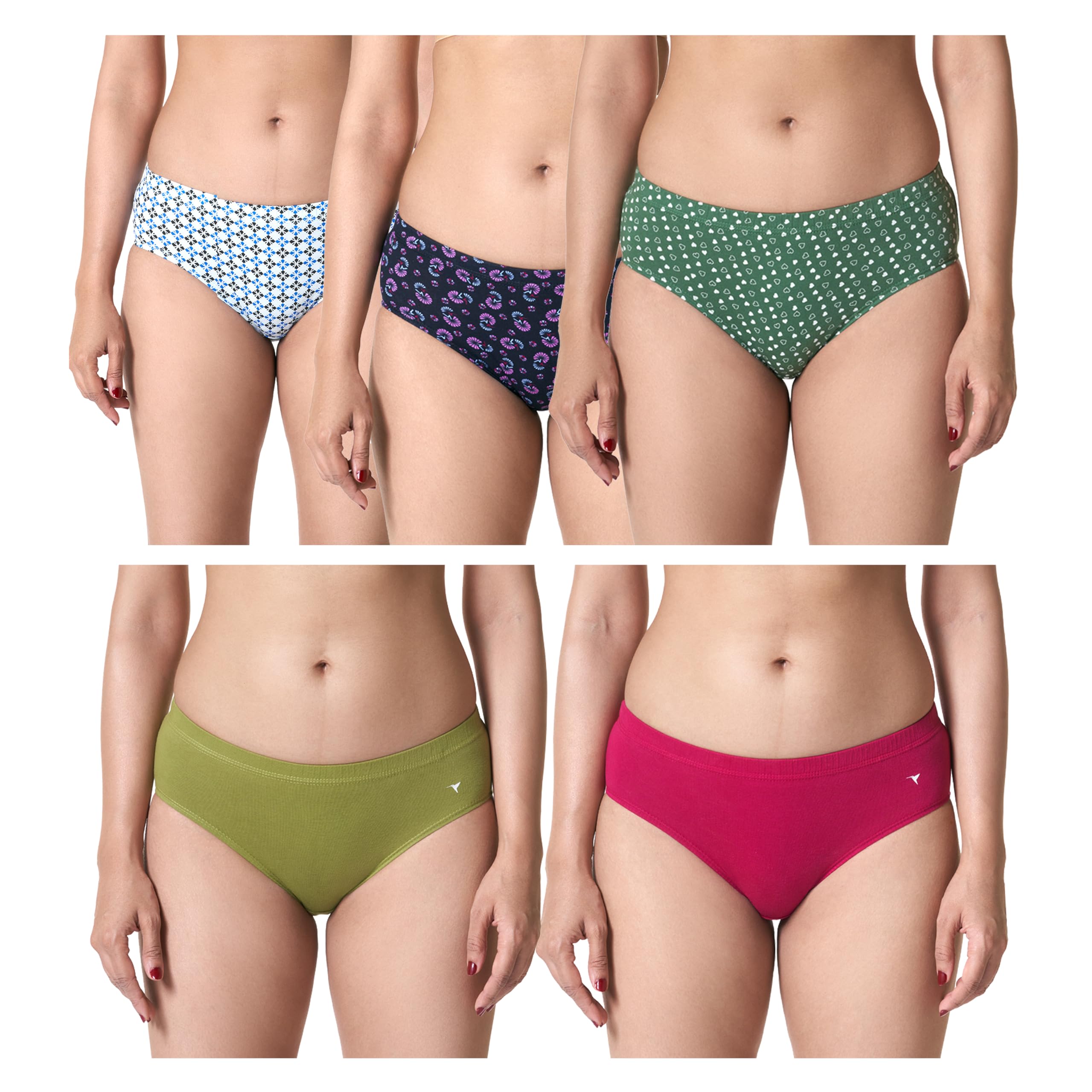 blossom Orchid Combo Hipster Panty,Ultra Soft Stretchable Cotton Concealed Elastic Brief_Pack of 5-picture-19