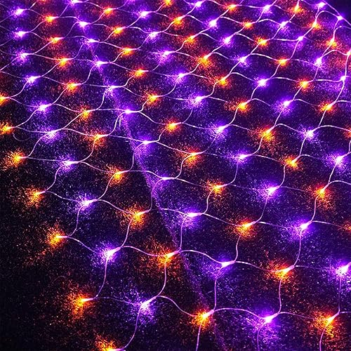 Miniatura 3 de WATERGLIDE Luces de red de Halloween para exteriores, 12 x 5 pies, 360 luces LED con 8 modos de iluminación, adaptador seguro de luz conectable para