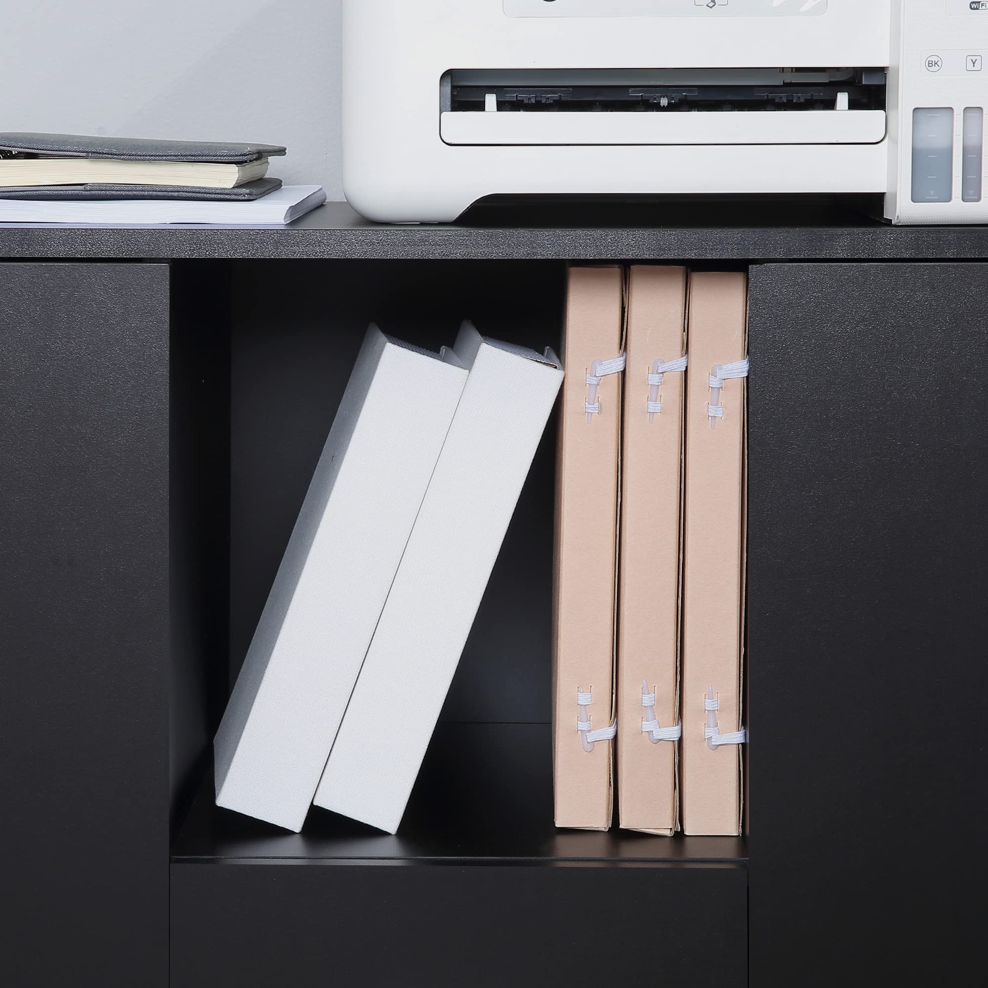 Vinsetto Armadietto Multifunzionale per l'Ufficio con Ruote a 360°, per Stampanti e Fascicoli, in Legno Nero 100x40x71cm