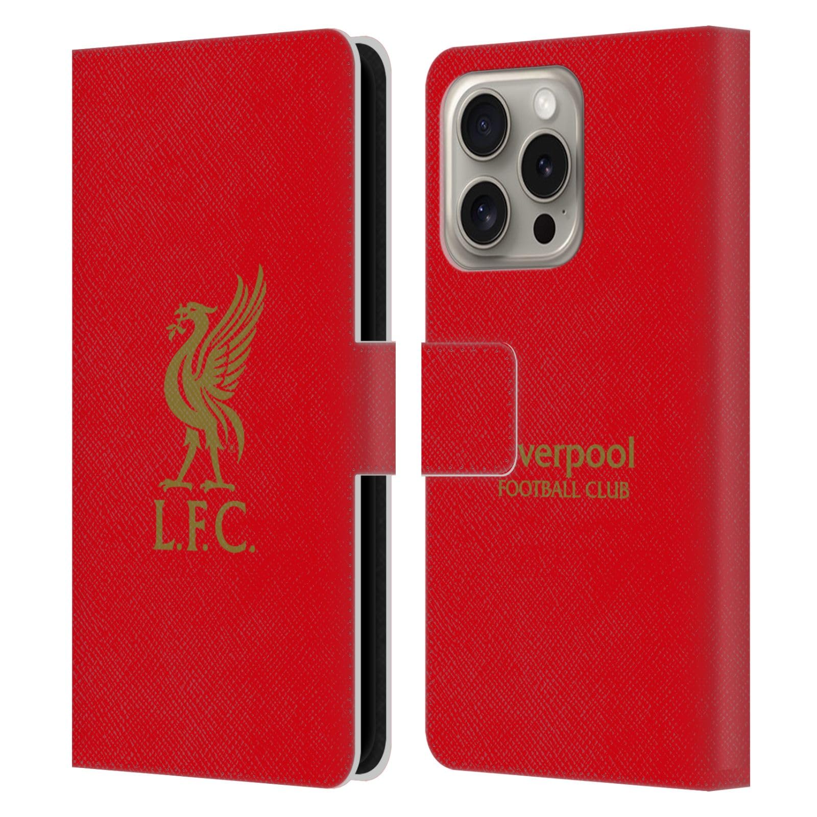 Head Case Designs Officially Licensed Liverpool Football Club Gold Logo On Red Liver Bird Leather Wallet Case Compatible With Apple iPhone 16 Pro โ image 1