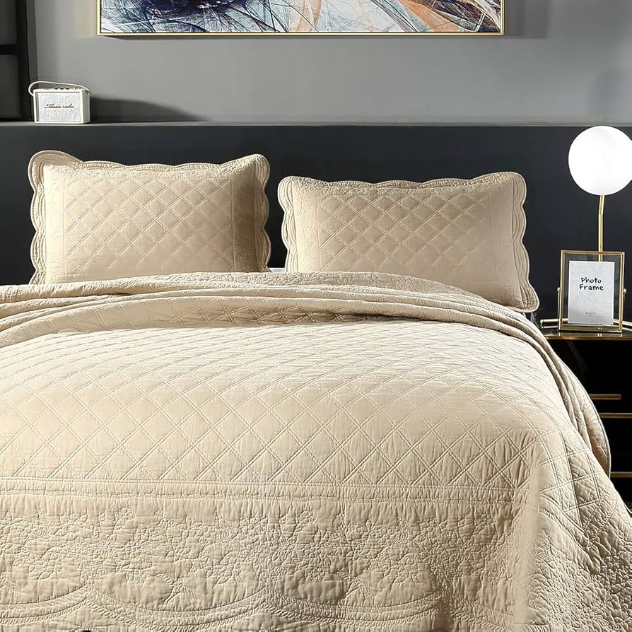 大判 刺繍キルトベッドカバー3点セット綿100% 楽天市場】ベッドカバー キルト キルティング 綿 3点セット