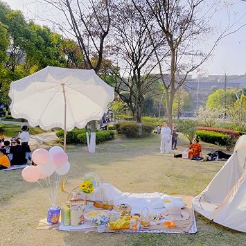 2m Garden Parasol With Tilt Boho Beach Umbrella With Fringe Outdoor Patio Umbrella UV50+ Protection Balcony Umbrella Waterproof Holiday Beach Parasol With Carry Bag Portable Parasol For Deck Pool