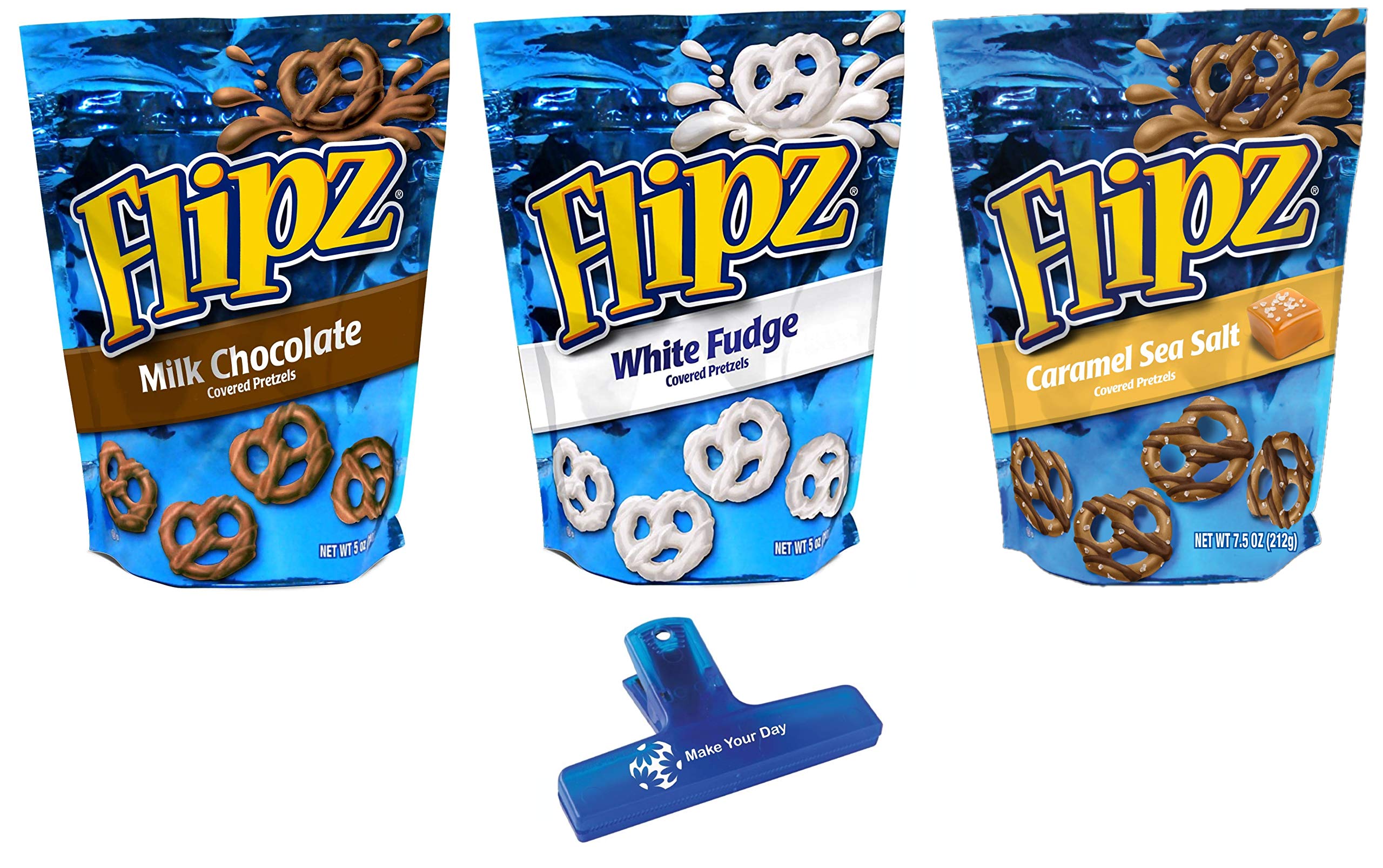Flipz Chocolate Covered Pretzels, Milk Chocolate, White Fudge, and