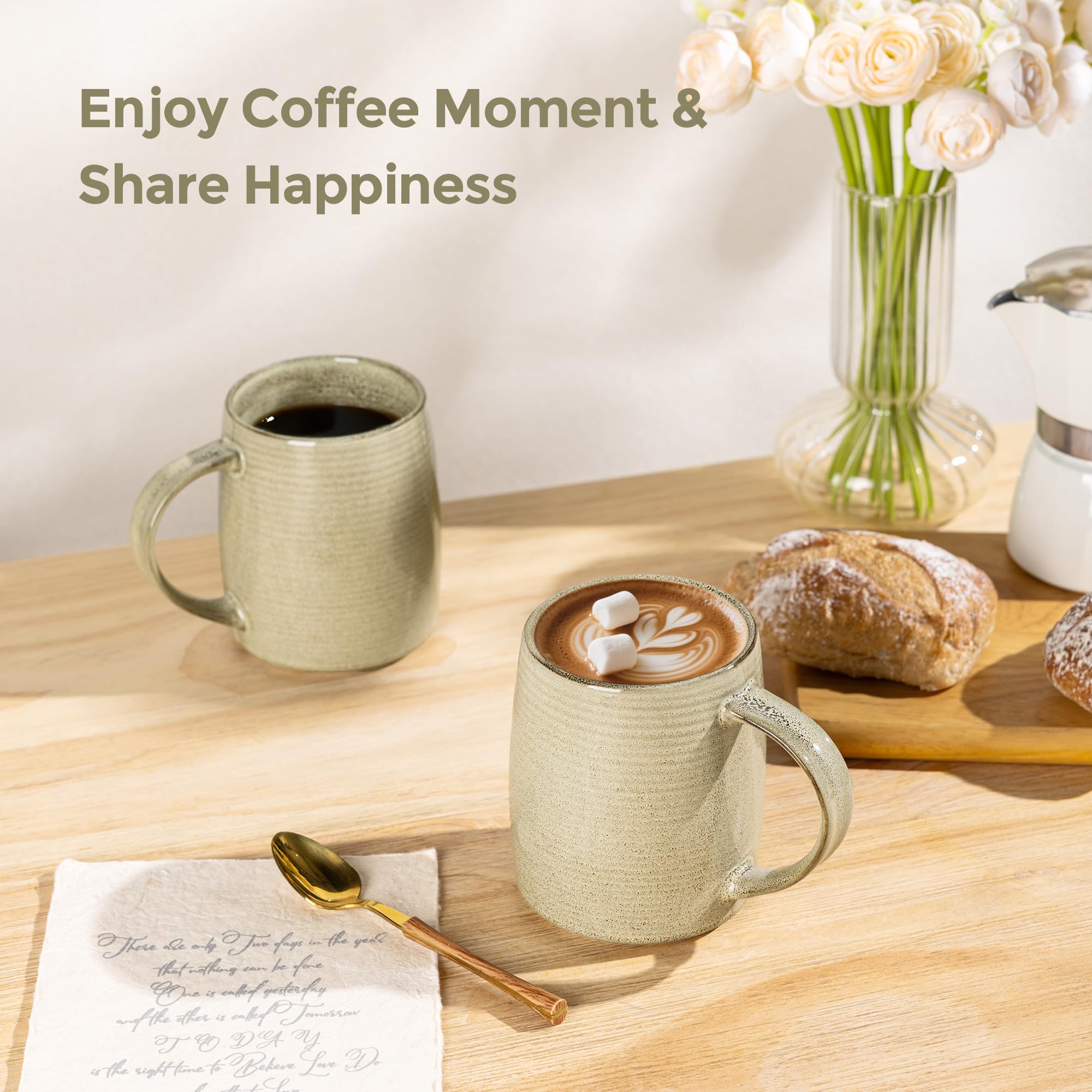 GBHOME Grande set di tazze da caffè da 6 pezzi, 18 oz (circa 500 ml) in ceramica fatta a mano con colori sfumati, ideale per latte, tè, birra e cioccolata calda, lavabile in lavastoviglie e adatta al