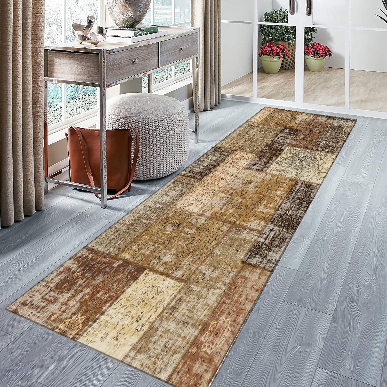 Läufer Teppich Flur Küche Rutschfest Teppich Vintage Abstrakt Blumenmuster Vielseitige Wohnkultur