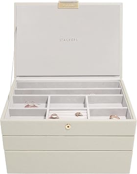 Stackers Oatmeal Classic Medium Jewellery Box - Set of 3