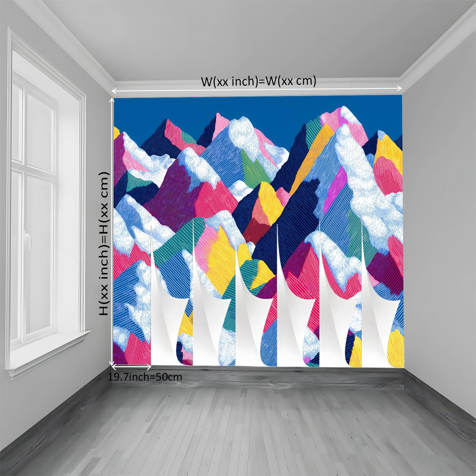 Fototapeta 350 x 256 cm (szer. x wys.), minimalistyczny, geometryczny kształt, góra, efekt 3D, wysokiej jakości nowoczesna dekoracja ścienna, tapeta z włókniny, tapeta ścienna do salonu, sypialni