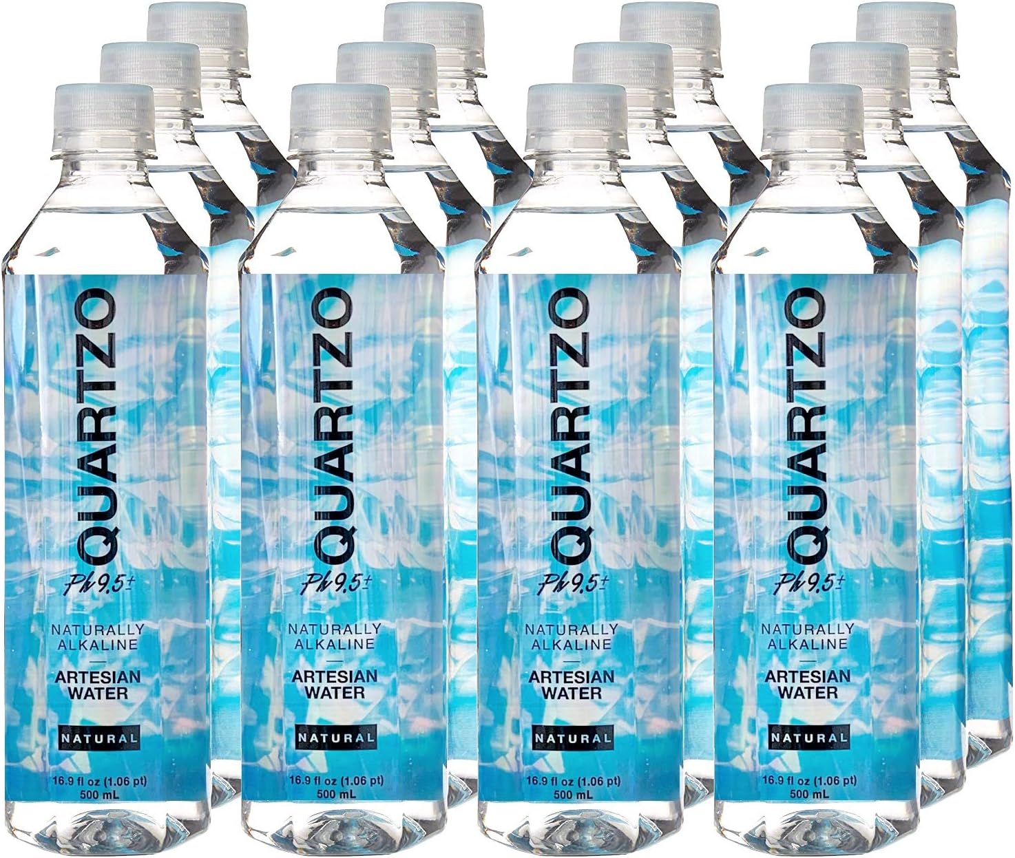 QUARTZO: Naturally Alkaline Artesian Water pH 9.5 | Bottled at the Source | No Additives | BPA- Free 16.9 fl oz (12-Pack)