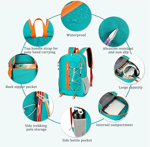 Miniatura 3 de Mochila ligera plegable de 5 piezas de 25 litros para viajes, camping, senderismo, mochila impermeable plegable para hombres y mujeres, correr,