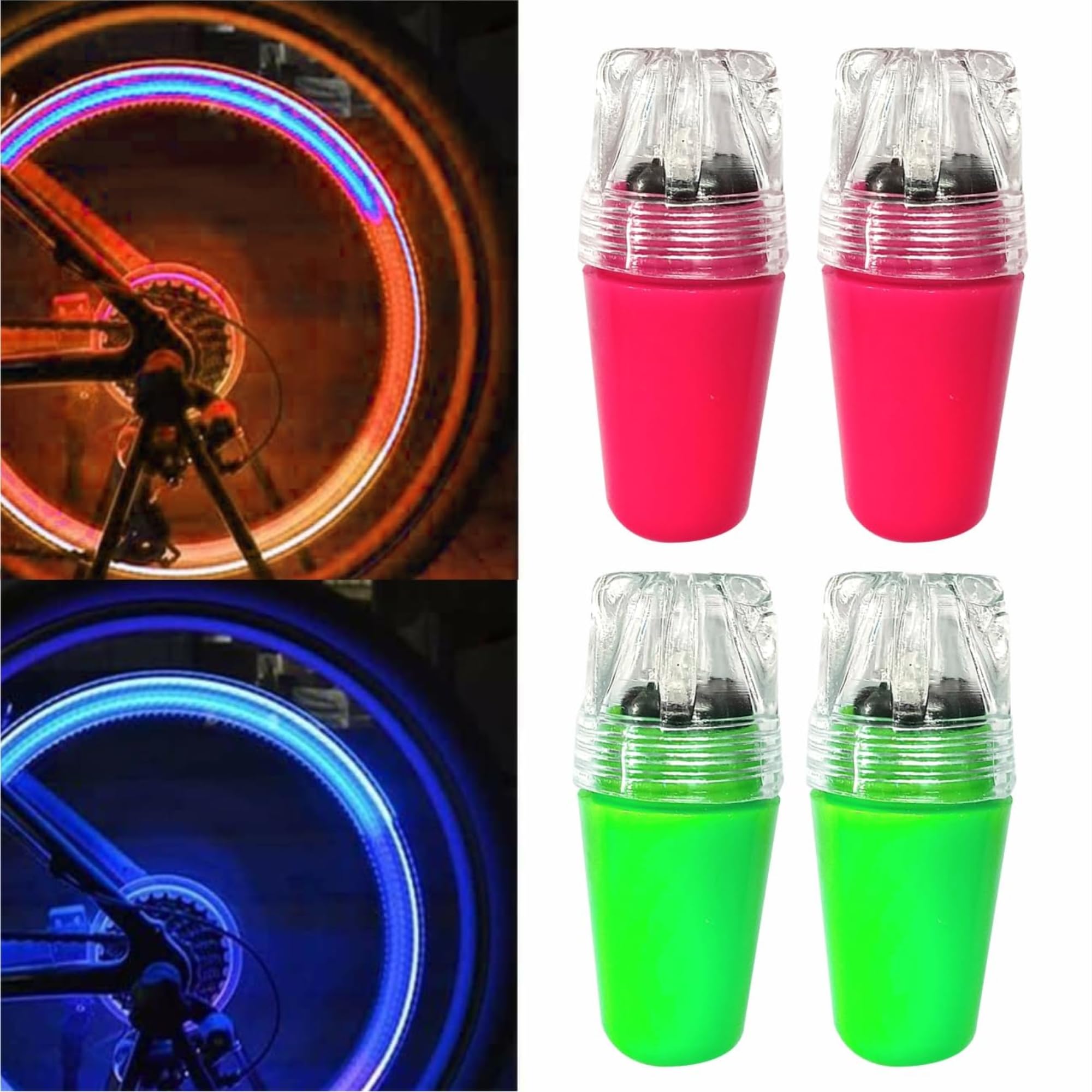 Colourfull Lights for Bicycle Tyre | Bike Wheel Valve Light | LED Reflectors Cycle Wheel | Decoration Lights for Adults and Kids Cycles | Pack of 4pcs (Multicolors)-image-2