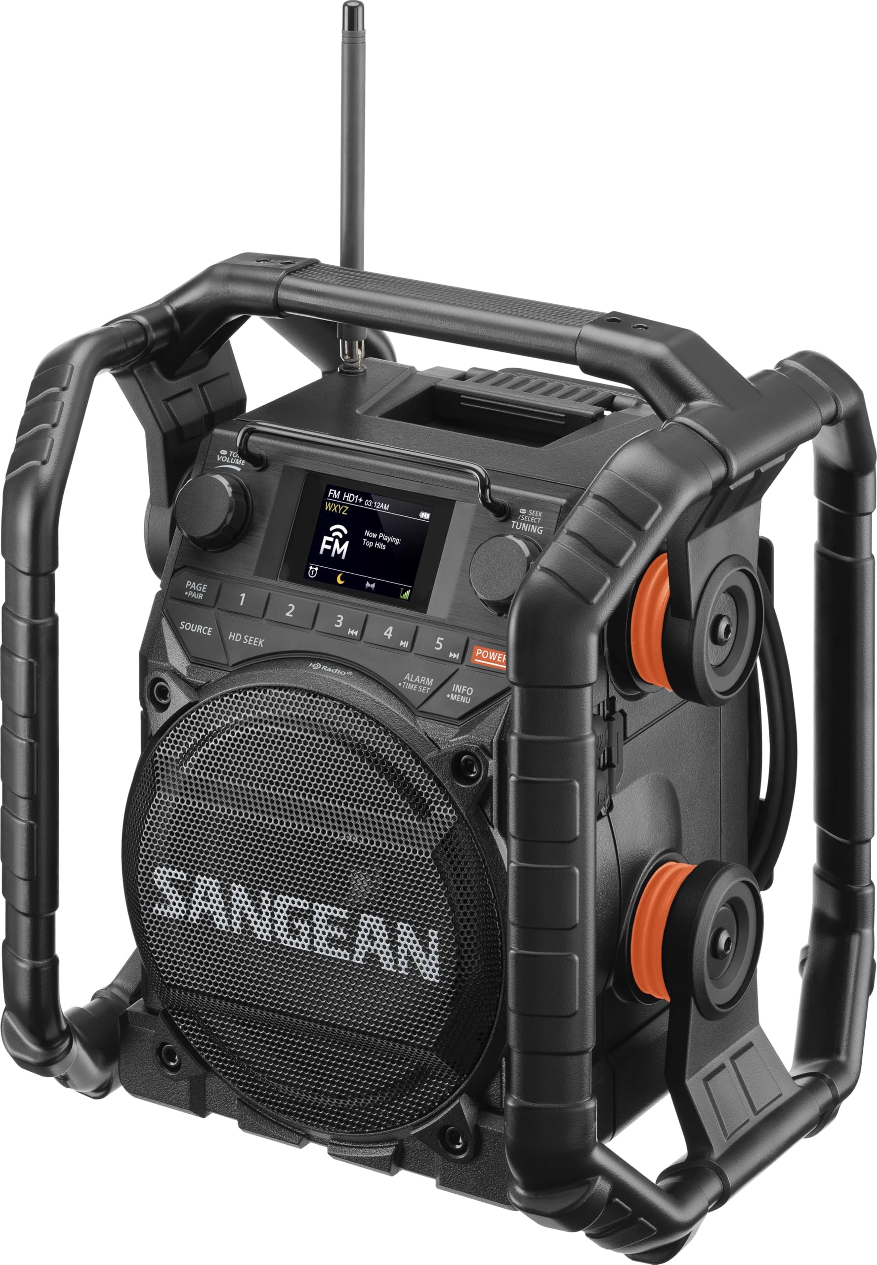 Sangean U7HD Radio de chantier avec Bluetooth, radio HD, AM/FM, AUX, TWS, design anti-poussière et étanche et chargeur de batterie intelligent