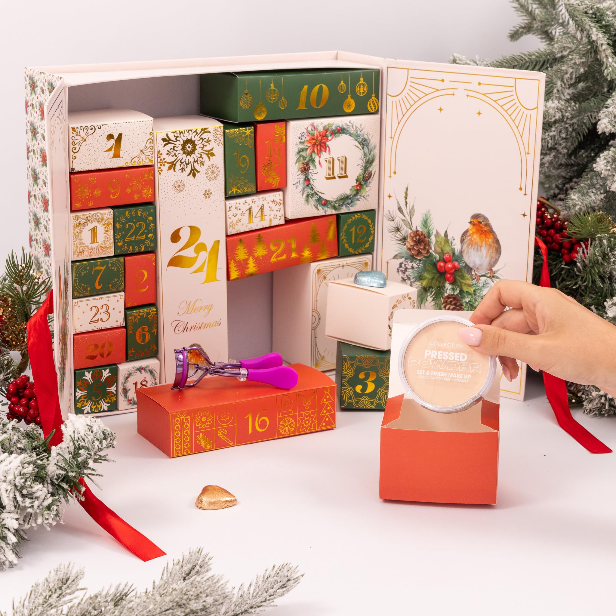 Calendario de Adviento de Navidad, llena tus propias cajas de 1 a 24 días, cinta de cuenta regresiva de lujo (crema)
