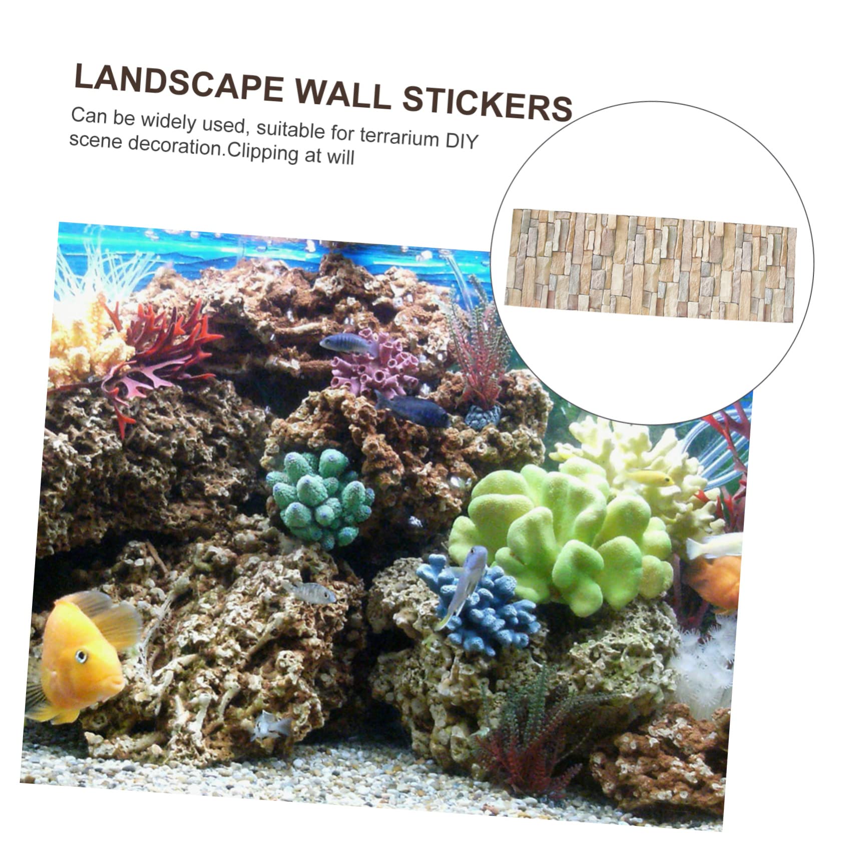 BCOATH Bearded Dragon Tank Terrarium Background Brick Sticker Reptile Landscaping